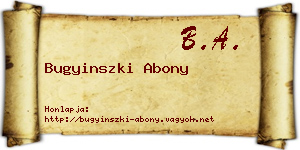 Bugyinszki Abony névjegykártya
